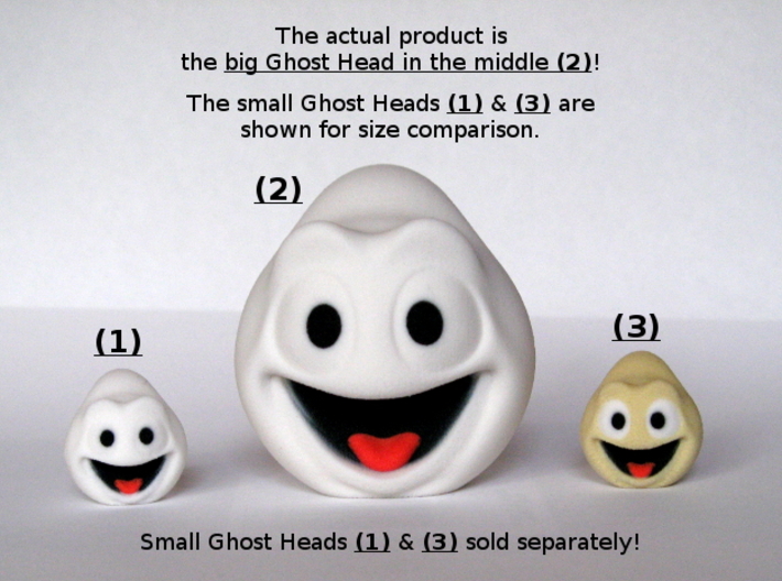 Halloween Ghost Head Smiling White Large 3d printed 