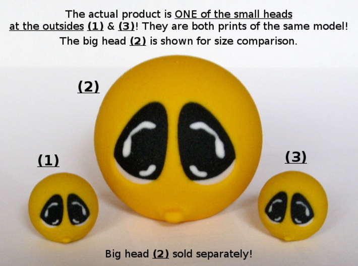 Happy Face Head Sad Small 3d printed Big head sold separately!