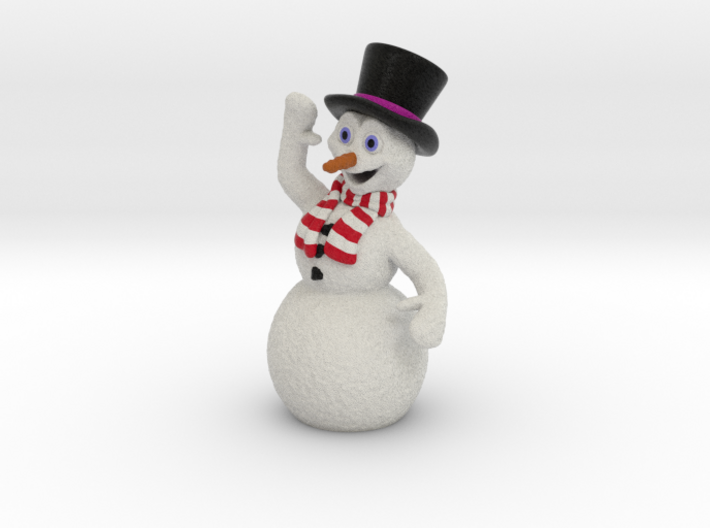 Christmas Snowman Smiling Waving Red-White Scarf 3d printed