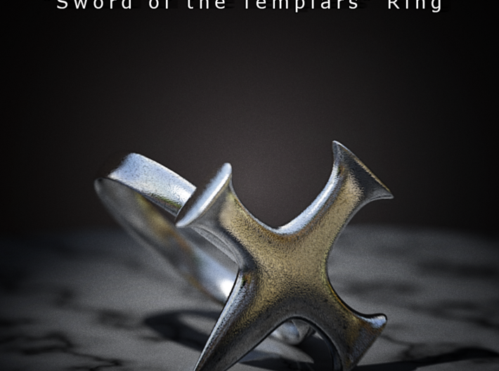 Sword of the Templars Ring 3d printed