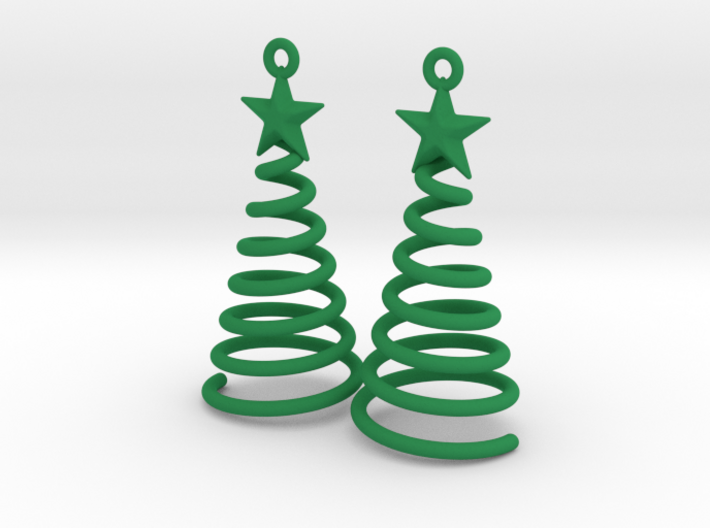 Spiral Christmas Tree w Star Earrings 3d printed 