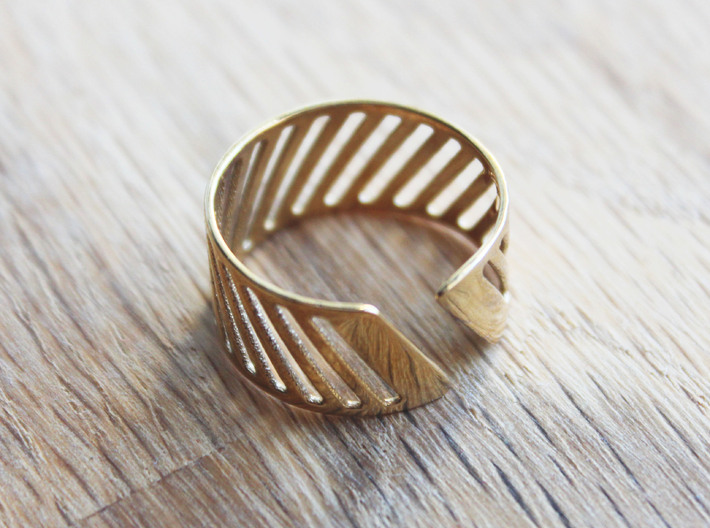 Shutter Ring - Size 8 3d printed Polished Brass
