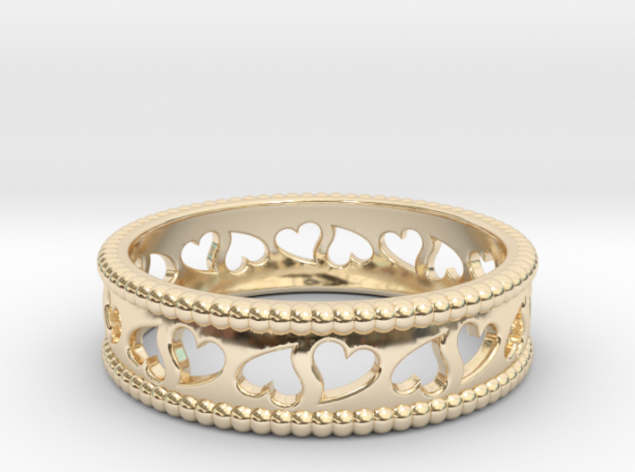 Size 6 Hearts Ring A 3d printed