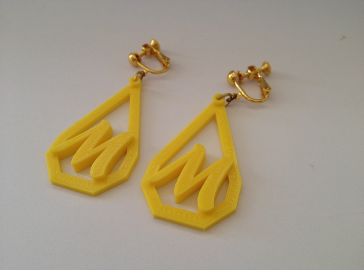 Teardrop Monogram Earrings Large (customizable) 3d printed This is a real product shot. 