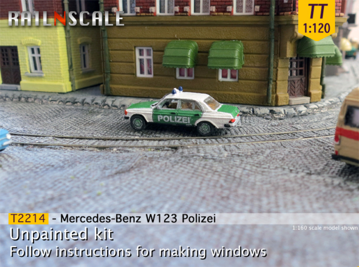 Mercedes-Benz W123 Polizei (TT 1:120) 3d printed 