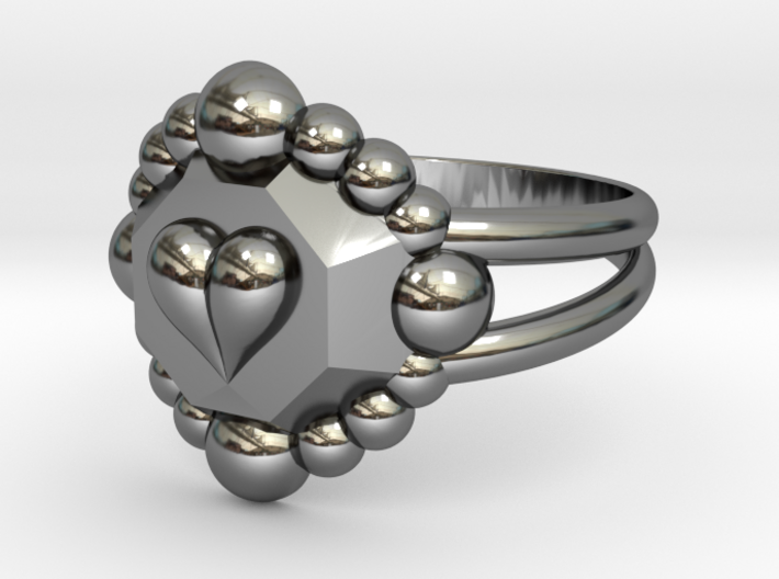 Size 6 Diamond Heart Ring E 3d printed