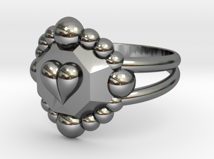 Size 7 Diamond Heart Ring E 3d printed