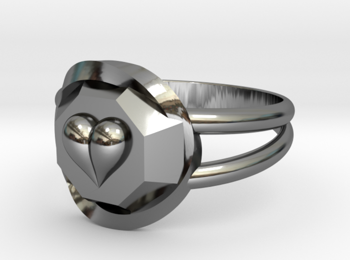 Size 10 Diamond Heart Ring F 3d printed