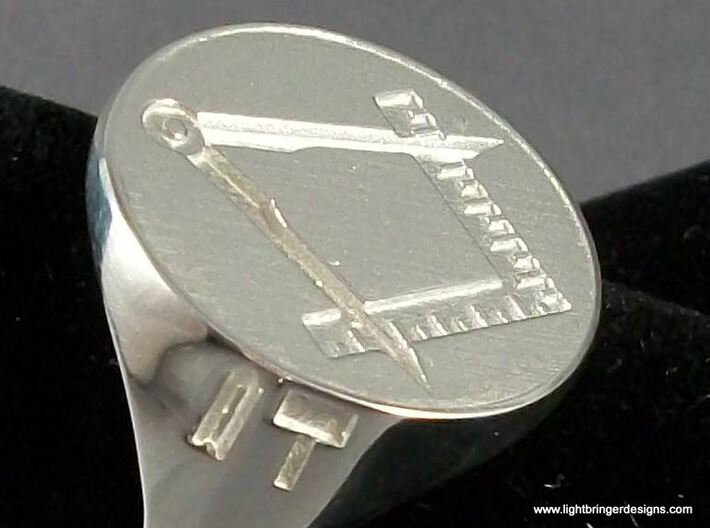 Masonic Signet Ring 3d printed Plumb and Common Gavel