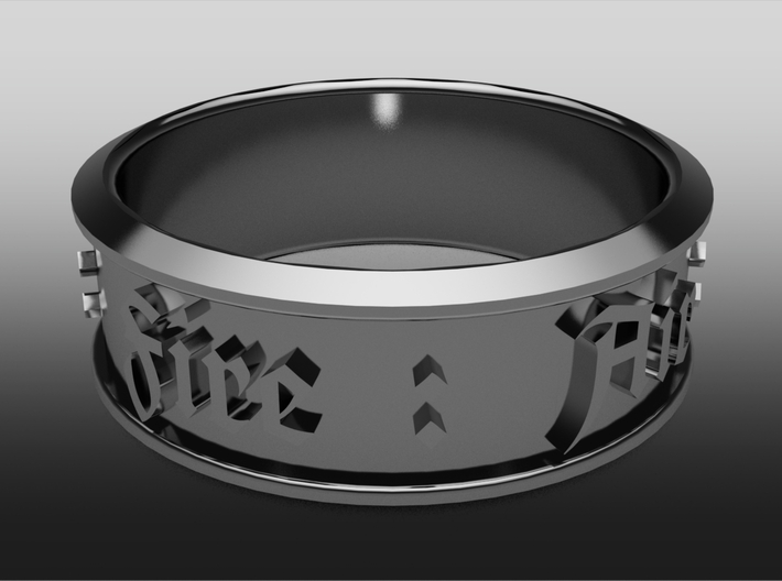 Ring old english - Fire : Air : Water : Earth 3d printed Innendurchmesser 17,3 mm (Size 7)