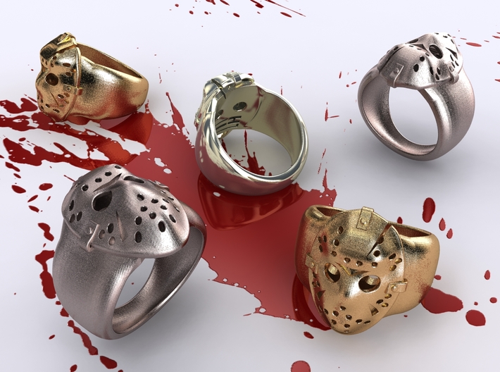 Jason Ring Fixed 19mm 3d printed Stainless Steel, Gold Plated Matte &amp; Premium Silver renders
