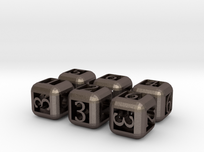 6 Pack Rounded Hollow Dice 3d printed