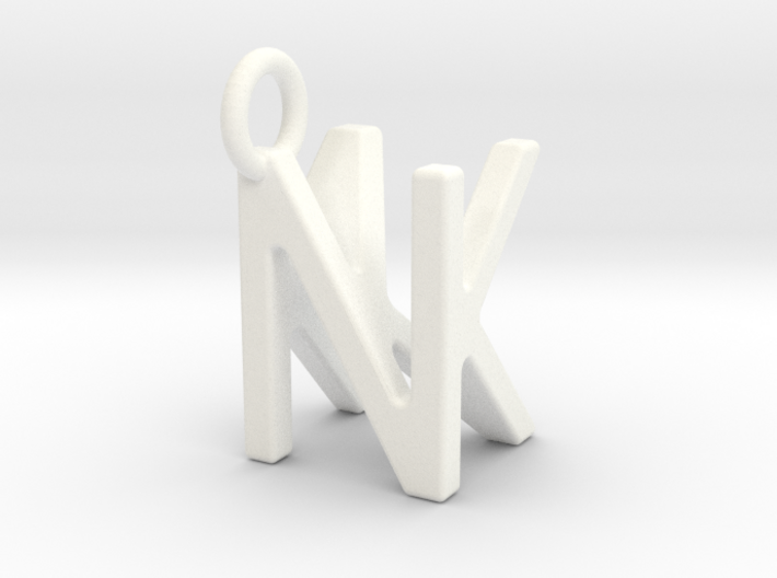 Two way letter pendant - KN NK 3d printed