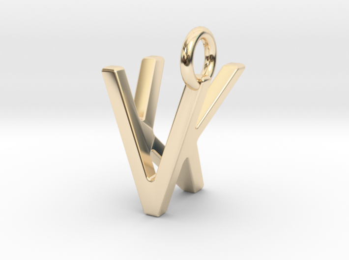 Two way letter pendant - KV VK 3d printed
