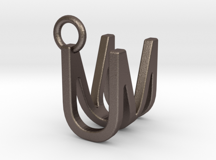 Two way letter pendant - MU UM 3d printed