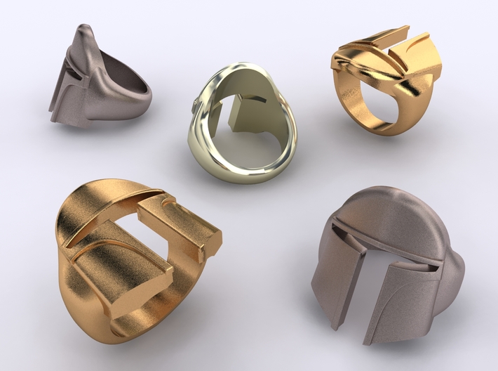 Boba Fett Ring -18,9mm - US Ring Size 9 3d printed Stainless steel, gold plated mate &amp; premium silver renderings