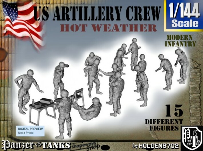 1-144 US Artillery Crew Hot Weather 3d printed