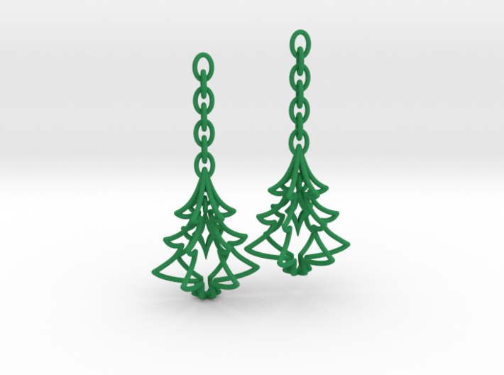 Christmas Tree Star Earrings 3d printed