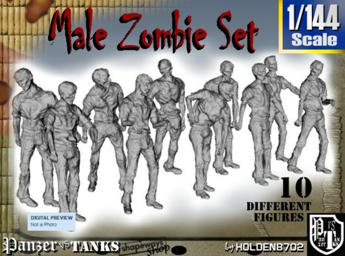 1-144 Male Zombie Set 3d printed 