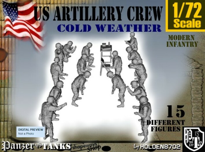 1-72 US Artillery Crew Cold Weather 3d printed