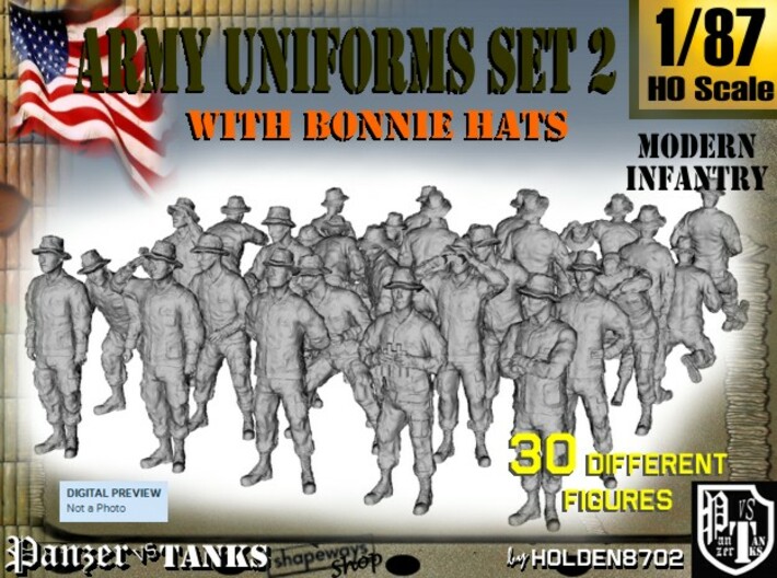 1-87 Army Modern Uniforms Set2 3d printed