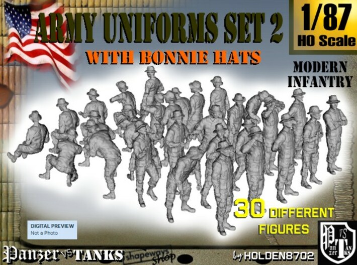 1-87 Army Modern Uniforms Set2 3d printed 