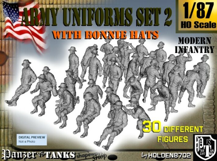 1-87 Army Modern Uniforms Set2 3d printed 