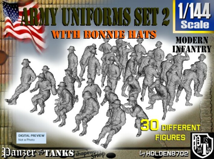 1-144 Army Modern Uniforms Set2 3d printed 