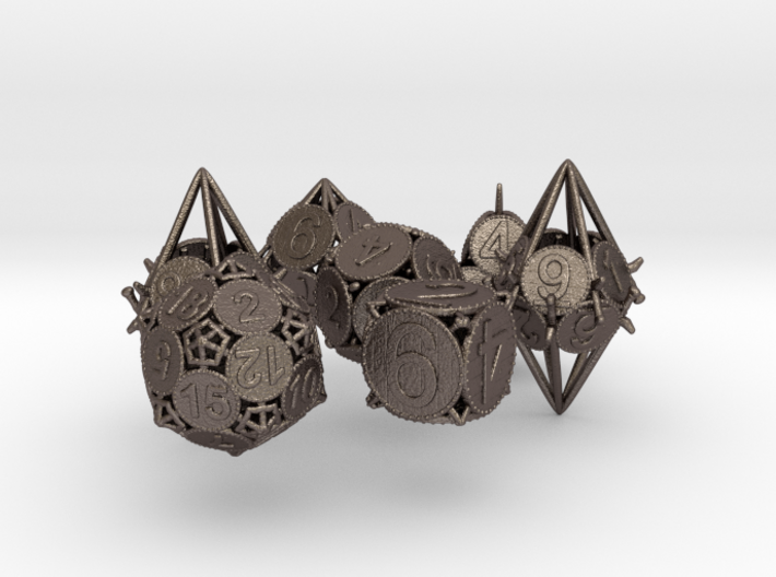 Swords and Shields D&amp;D Dice set with Decader 3d printed