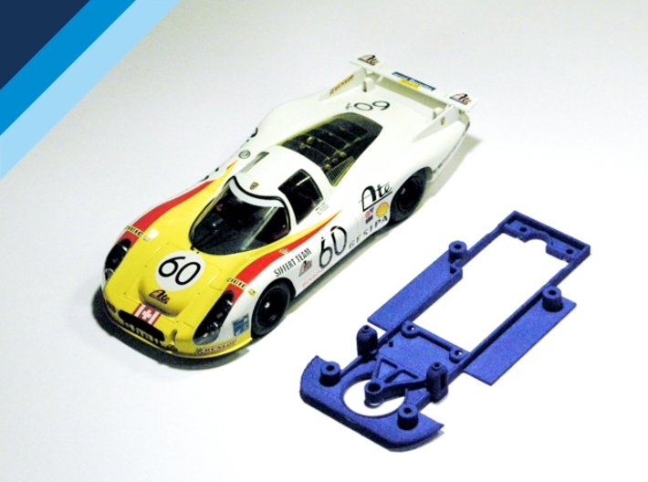 1/32 SRC Porsche 907 / 908 Chassis for Slot.it pod 3d printed Chassis compatible with SRC Porsche 908L, 907K and 907L body (not included)