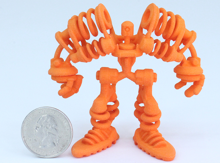 Springbot V2-7 /Series#1 (100% 6.9cm/2.72") 3d printed with quater for scale