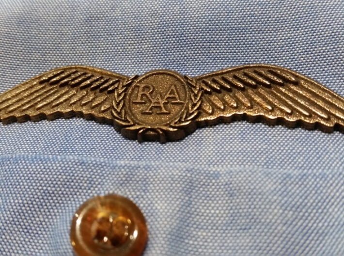 RAA (Recreational Aviation Australia) Wings / Brev 3d printed Polished Bronze Steel Shown
