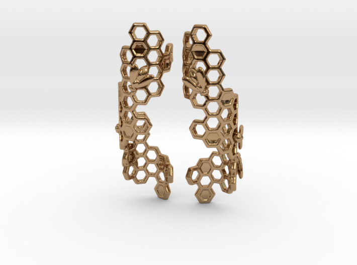 Bees and Honeycomb Earrings 3d printed