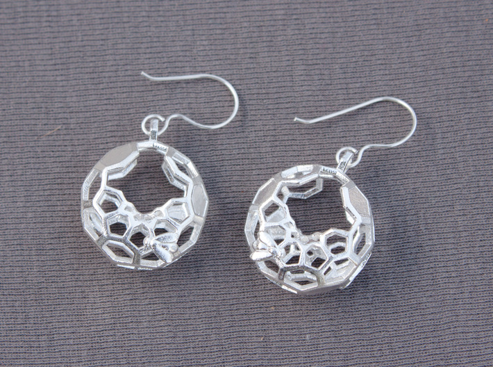 Bees and Honeycomb Earrings - Circular 3d printed 