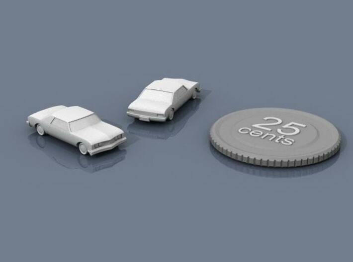 Luxobarge 3d printed Renders of the model, with a virtual quarter for scale.