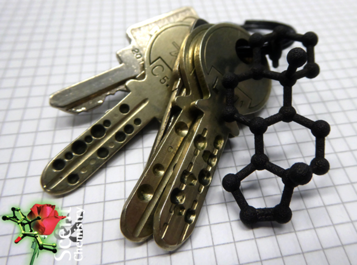 Androstenol 3d printed Matte-black steel androstenol keychain with 3 cm black-metal Amanaote key ring.