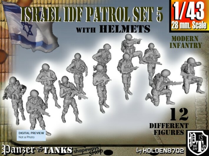 1-43 IDF HELMET PATROL SET 5 3d printed 