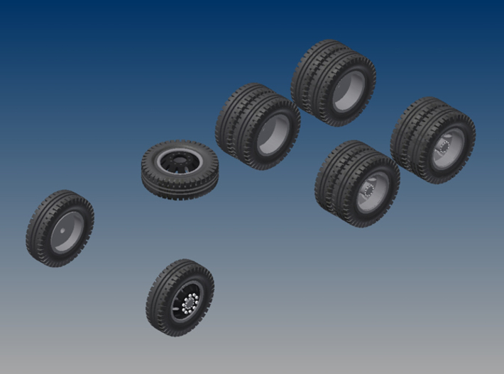 018001.1_Tires and rims for H0 dumptruck (1:87) 3d printed