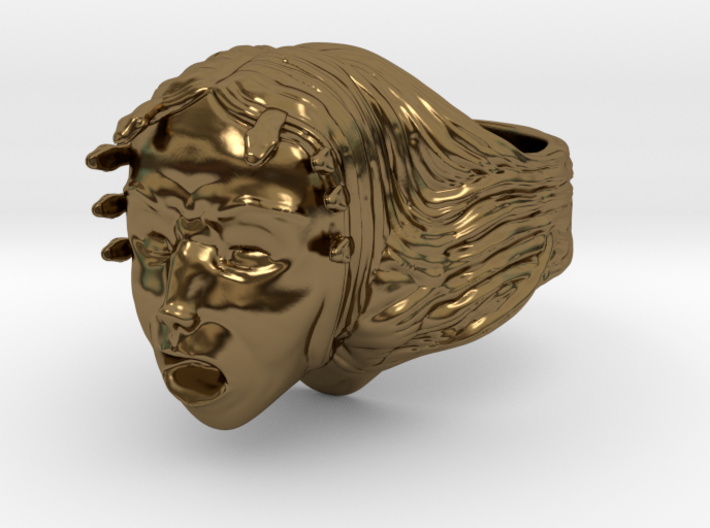 Woman/Medusa Mythology screaming custom ring 3d printed