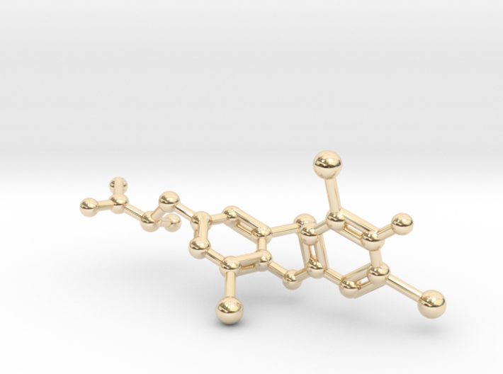 Levothyroxine (L-thyroxine, T4) Molecule 3d printed