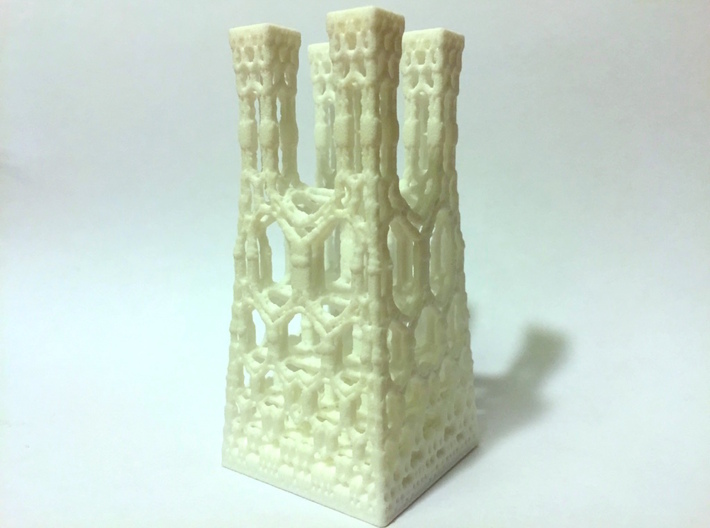 Miniature fractal building 3d printed White Strong &amp; Flexible