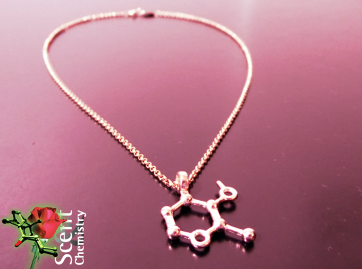 Maltol 3d printed Full view of the Maltol pendant on a 42 cm14k rose gold plated Thomas Sabo Charm Club
'Glam and Soul'
necklace (Art. No.  KE1219-415-12).