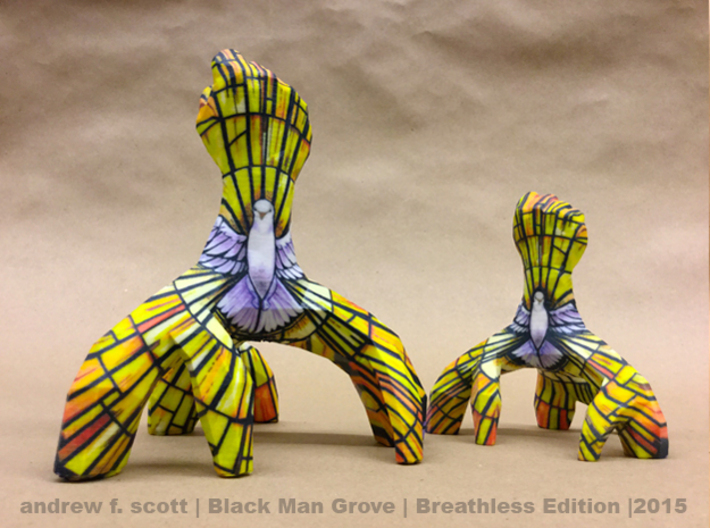 BlackManGrove: Breathless Edition 5" 3d printed Back View 5" and 7" Sandstone Sculptures