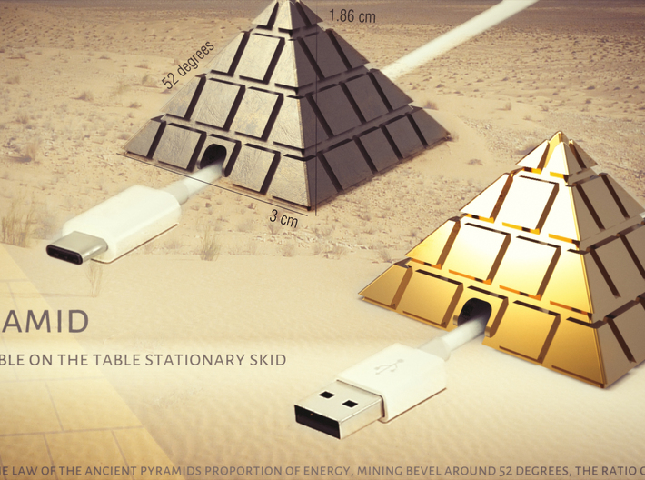Pyramid - USB cable on the table stationary skid 3d printed