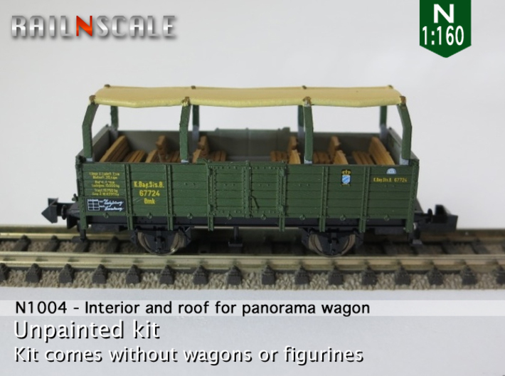 Interior and roof for panorama wagon (N 1:160) 3d printed