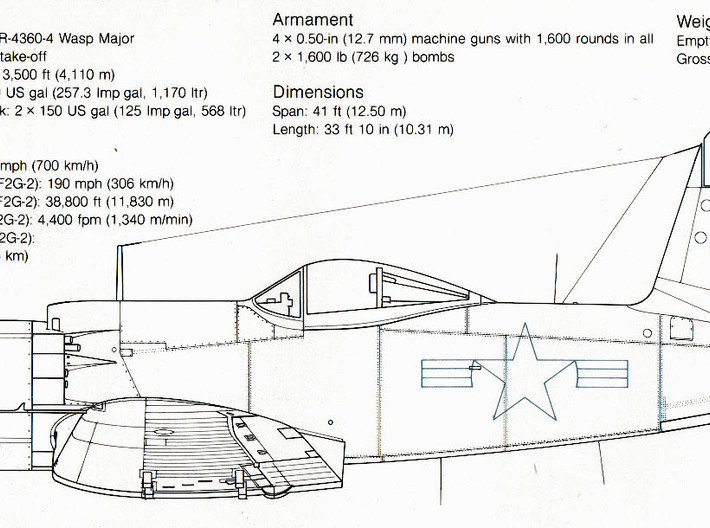 1/32 F2G Super Corsair Fuselage LHS 3d printed 