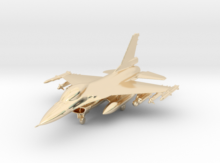 F-16 Fighting Falcon Jet Gold &amp; Precious materials 3d printed
