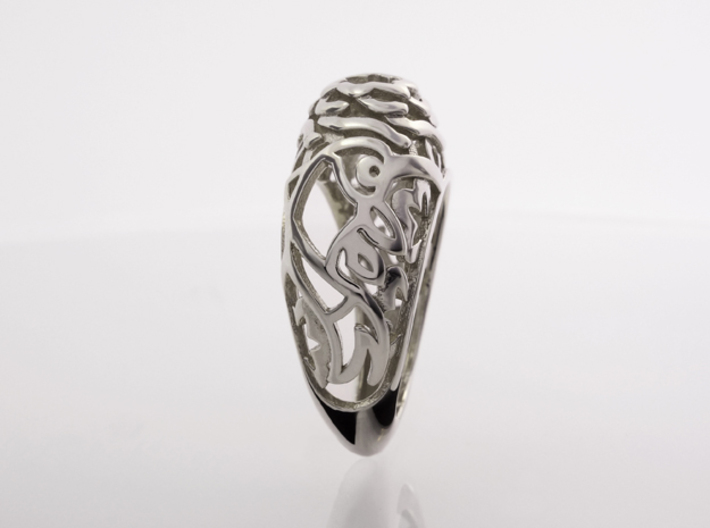 Koi-fish restrains Rose - US 7 - Ø17.3 - C54.3 3d printed Photo, Side view, Polished Silver