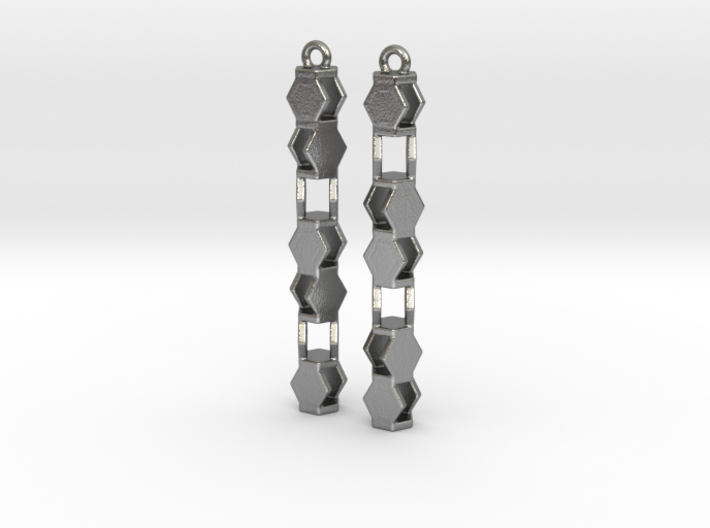Stacked Hexagon Earrings 3d printed 