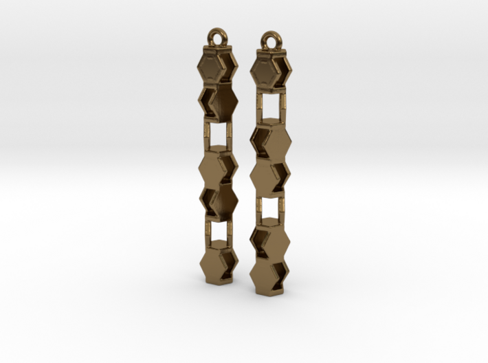 Stacked Hexagon Earrings 3d printed